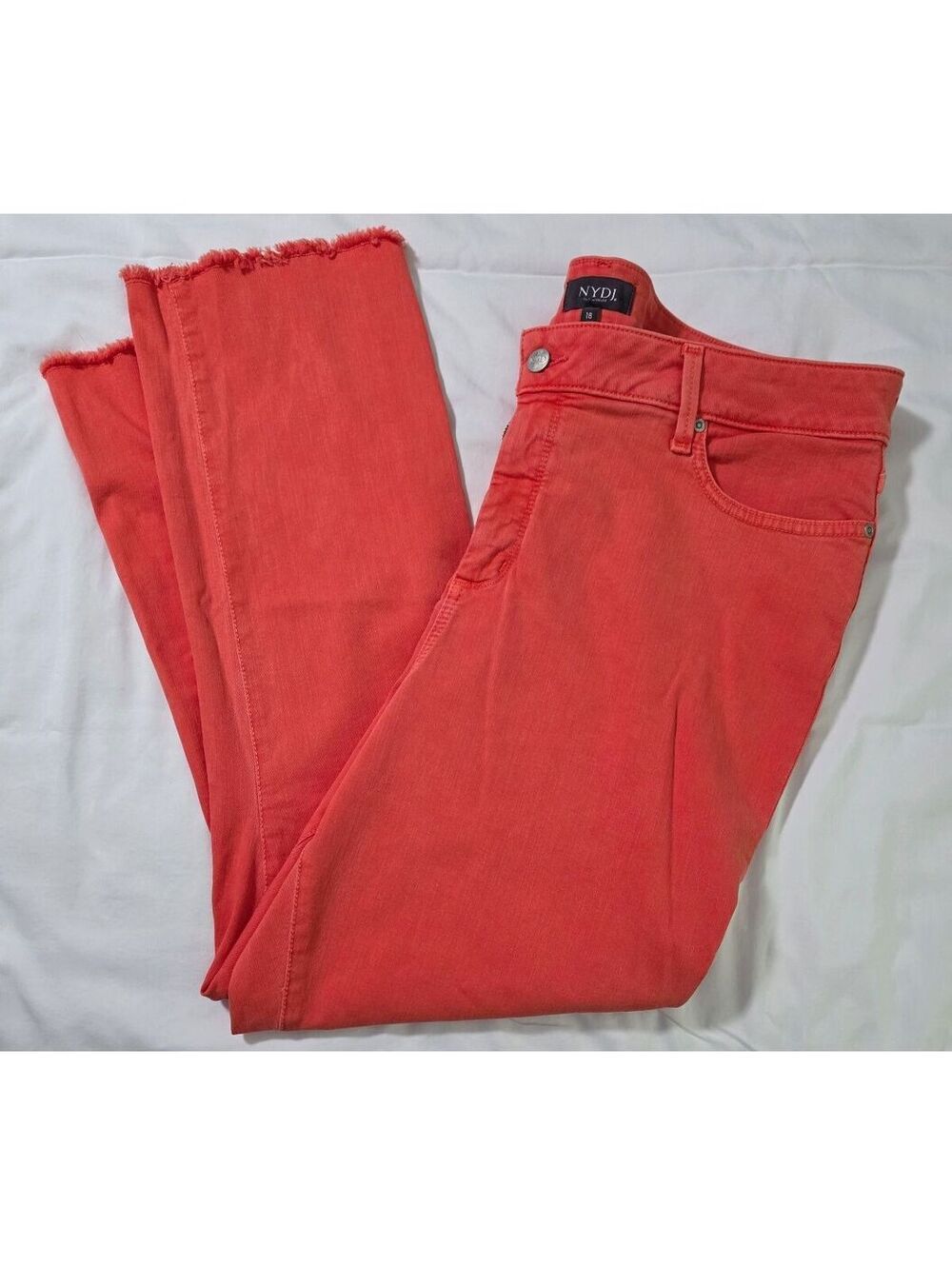 NYDJ Sheri Ankle Coral Red Jeans Size 18 with Raw Hem